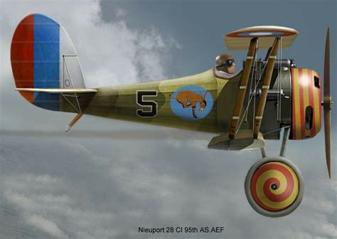 French Nieuport 28 CI. 95th Aero Squadron, American Expeditionary Force. 1918 | Cartoon airplane ...