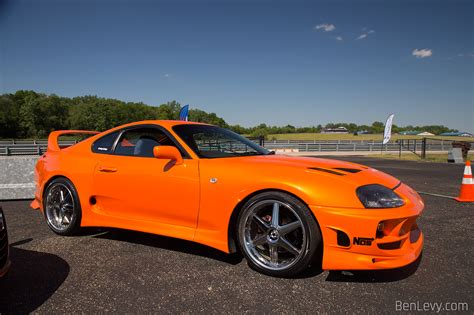 Orange Toyota Supra with Racing Hart Type CR Wheels - BenLevy.com