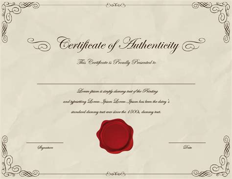 Certificate Of Authenticity Template | Best Creative Template Design