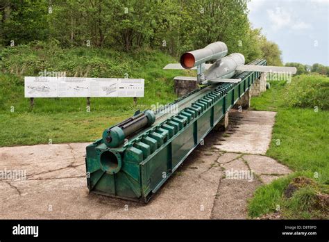 A V1 rocket on the launch ramp at Ardouval, Normandy, France Stock Photo - Alamy