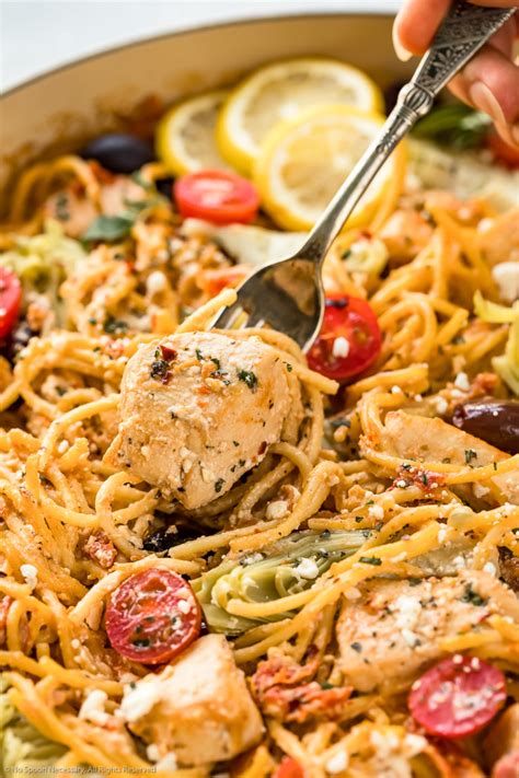 Mediterranean Pasta Recipe with Chicken - No Spoon Necessary