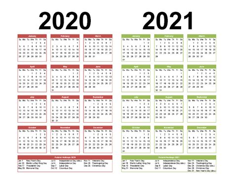 2 Year Calendar Printable 2020 2021 Word Pdf Image Free Printable 2020 Calendar T Calendar ...