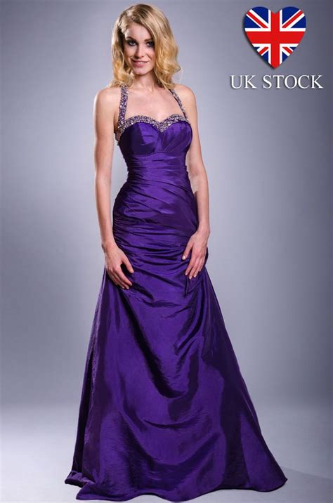 Cadbury purple evening prom bridesmaid dress ball cruise gown uk8-22 ...