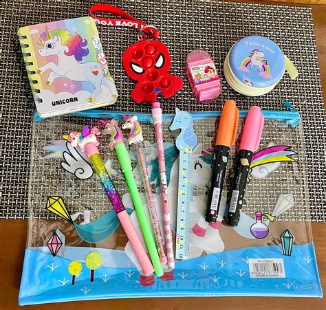 GoMerryKids Unicorn File Folder for Girls Kids with 12 Stationery Items - Character Pens Pencils ...