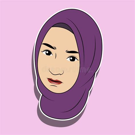 Vector Face of Muslim Woman in Hijab with Cute Expression Stock Vector - Illustration of emotion ...