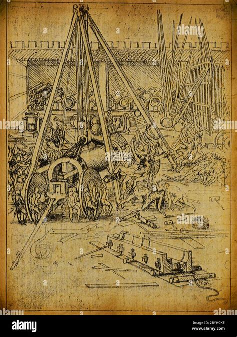 Leonardo's Da Vinci engineering drawing Stock Photo - Alamy