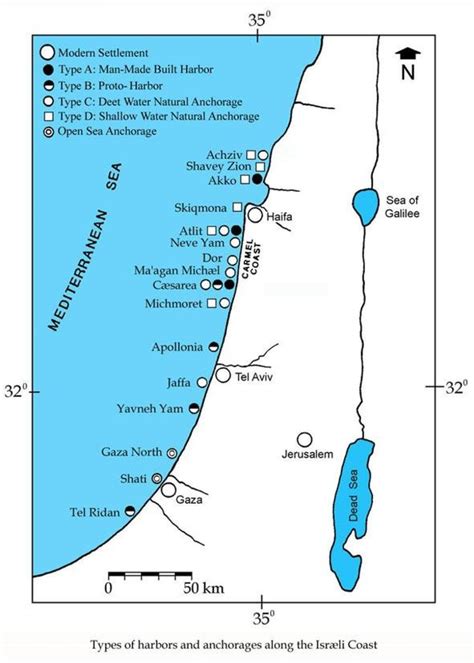 Israel ports map - Map of israel ports (Western Asia - Asia)