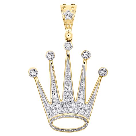 10K Yellow Gold Round Diamond Crown King Statement Pendant 1.60" Charm 1/2 CT. - JFL Diamonds ...