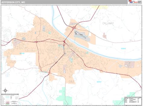 Jefferson City Missouri Wall Map (Premium Style) by MarketMAPS