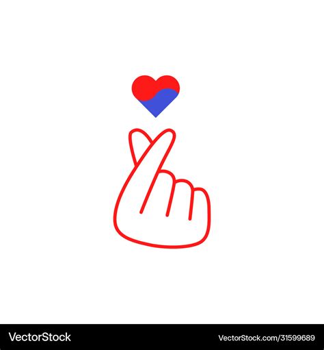 Hand gesture k-pop with heart in korean colors Vector Image