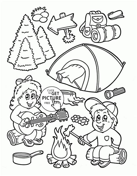 Camping in Summer coloring page for kids, seasons coloring pages ...