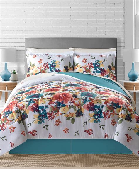 Bright Floral Flowers Girls Turquoise California CAL King Comforter Set ...