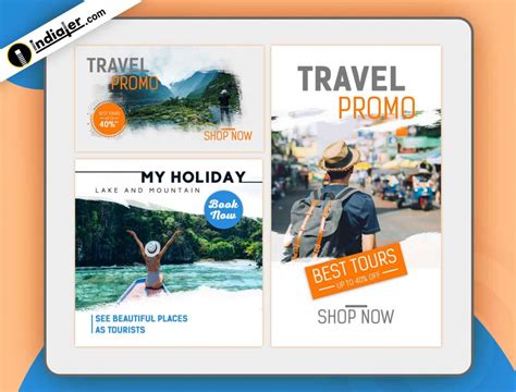 3 Travel Agency Social Media Ads Banner Design PSD Template Free - Indiater