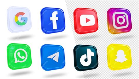 Premium PSD | 3d Social media icons social media logo collection