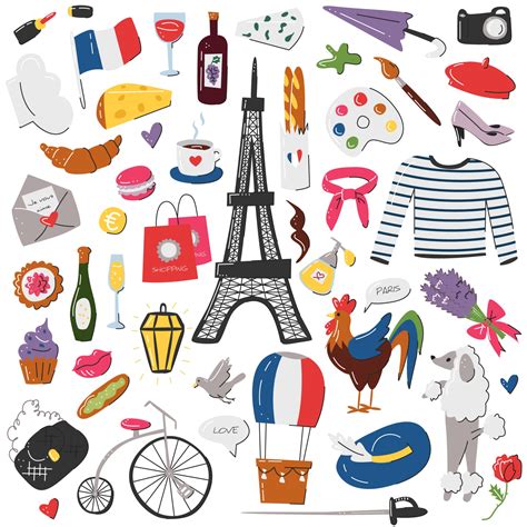 Big french symbol sticker set isolated on white 3138012 Vector Art at ...