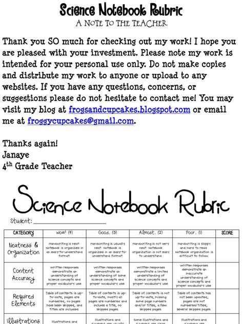 Science-Notebook-Rubric | PDF