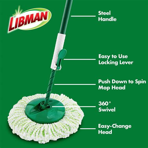 Libman Tornado Spin Mop System Plus 1 Refill Head â€“ Total Mopping System Includes Heavy Duty ...