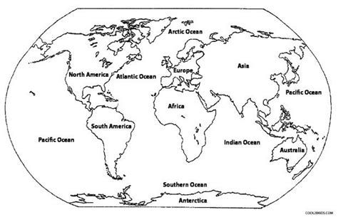 Printable World Map Coloring Page For Kids | Cool2bKids | World map ...