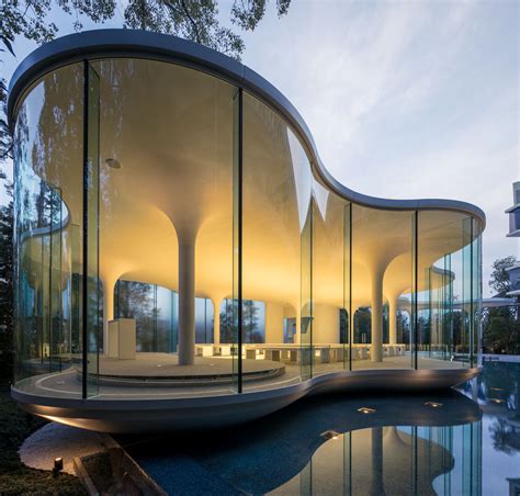 Minimalist Curved Glass Cloud of Luster Wedding Chapel in Japan | iDesignArch | Interior Design ...