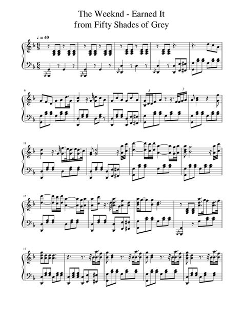 The Weeknd - Earned It Sheet music for Piano (Solo) | Musescore.com