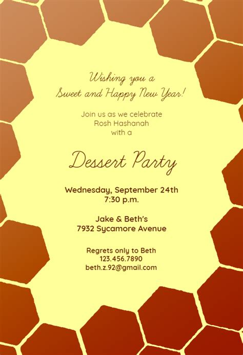 Honeycomb - Rosh Hashanah Invitation Template (Free) | Greetings Island