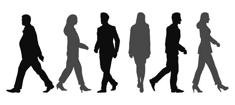 Business People Silhouettes Walks Character Collection 6124022 Vector ...