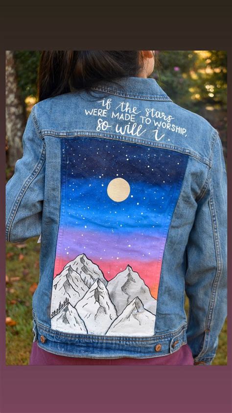 Hand Painted Denim Jacket with Landscape | Painted denim, Denim jacket ...