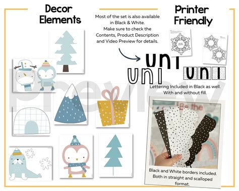 Snowflake Winter Bulletin Board & Classroom Decor Kit Editable Being Unique and Different ...