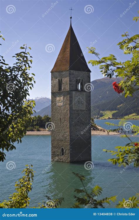 Churchtower in Lake Reschen Stock Photo - Image of church, europe: 13404838