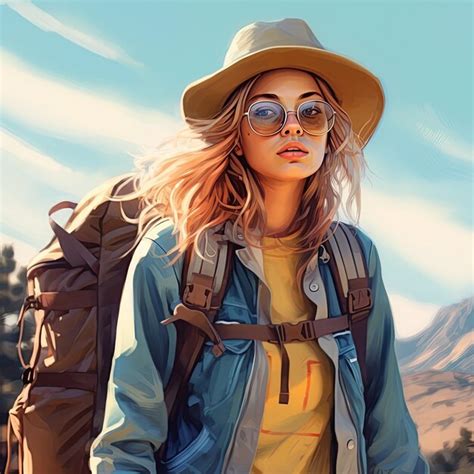 Premium AI Image | Illustration of a backpacking girl and abstract art ...