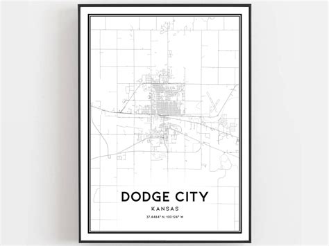 Dodge City Map Print Dodge City Map Poster Wall Art Ks City | Etsy