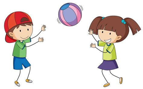 Doodle children playing ball 519669 Vector Art at Vecteezy