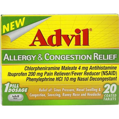 Advil Allergy & Congestion Relief 20 Coated Tablets - Walmart.com ...