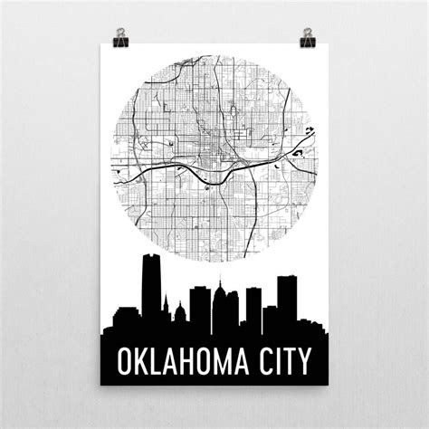 Oklahoma City Skyline Silhouette Art Prints in 2022 | City canvas art ...