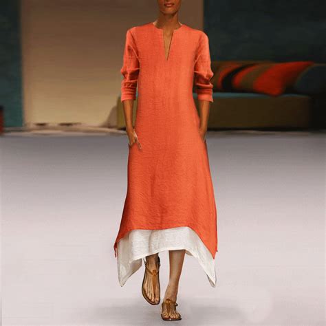 Cotton/Linen Contrast Color Casual Maxi Dress With Pocket – mumetaz | Maxi dresses casual, Color ...