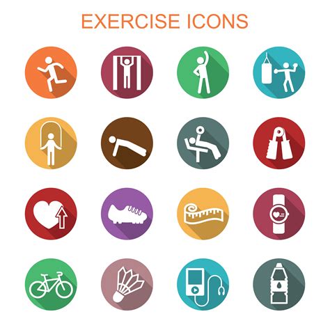 exercise long shadow icons 633352 Vector Art at Vecteezy