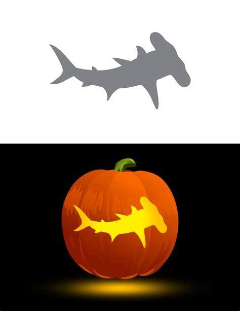 Printable Easy Hammerhead Shark Pumpkin Stencil