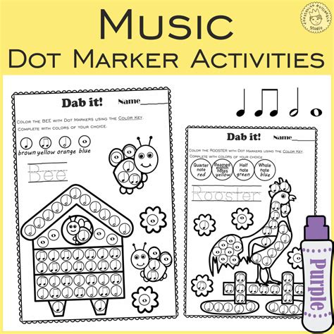 Farm Animals Music Rhythm Dot Marker Activities | Whole Note