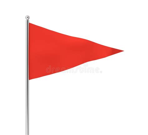 3d Rendering of a Single Red Triangular Flag Hanging on a Post on a ...