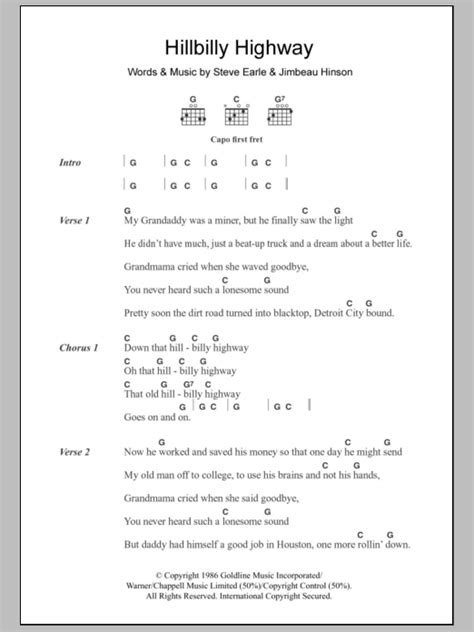 Hillbilly Highway by Steve Earle - Guitar Chords/Lyrics - Guitar Instructor