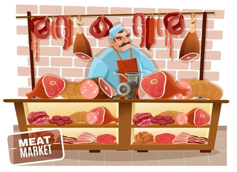 Butcher Cartoon Illustration 470882 Vector Art at Vecteezy