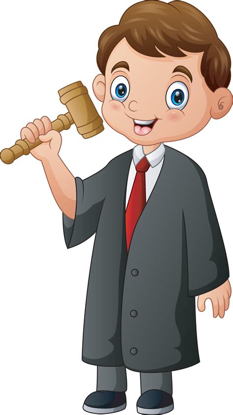 Cartoon the judge holding a hammer in hand 6635427 Vector Art at Vecteezy