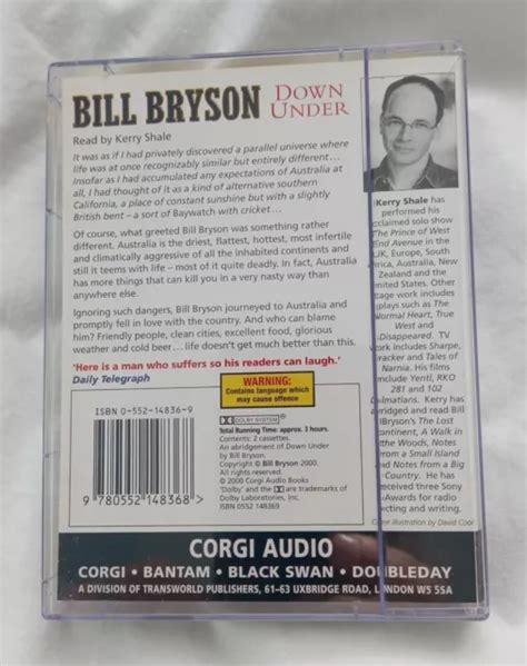 BILL BRYSON DOWN Under AudioBook Cassette Tapes Narration By Kerry Shale £5.95 - PicClick UK