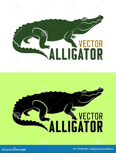 Alligator Silhouette Vector Illustration Stock Vector - Illustration of design, green: 119180196