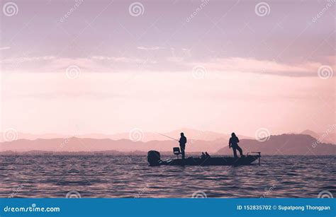 People are Fishing on the Bass Boat in the Lake. Stock Photo - Image of color, finesse: 152835702