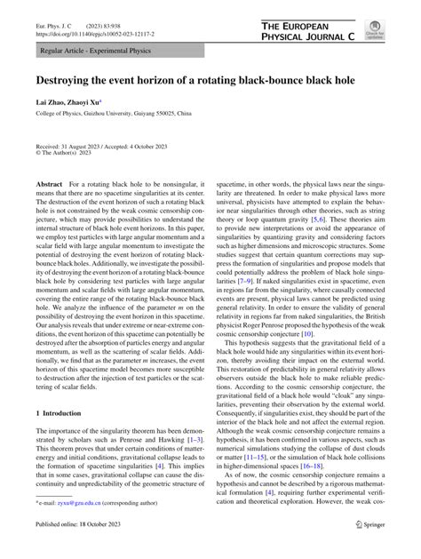 (PDF) Destroying the event horizon of a rotating black-bounce black hole