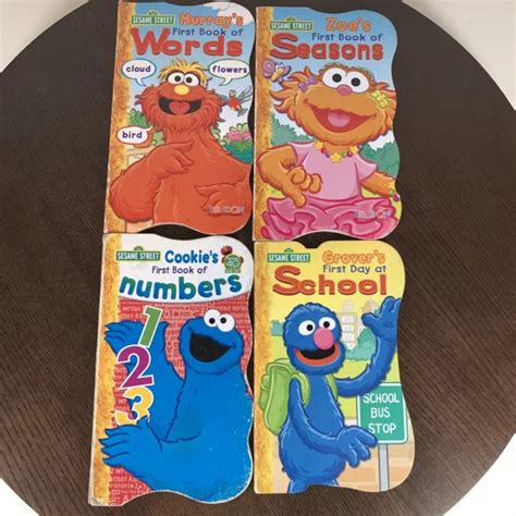 SESAME STREET BOOK Bundle lot of 4 Numbers First Day School Words Zoe's ...