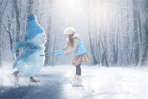 Snowman Iceskating -Snowman Ice Skating -Winter Snowy Scene- Separate Snow Overlay - Christmas ...