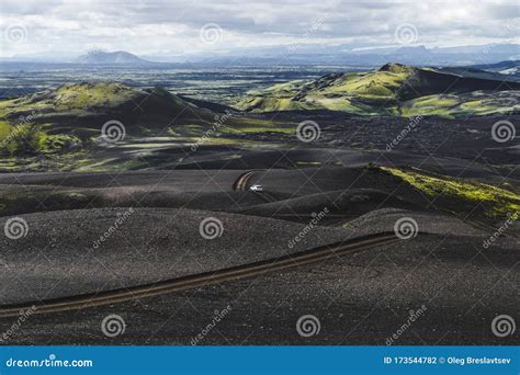 Suv Offroad in Lakagigar Black Volcanic Desert. Iceland Skaftafell ...