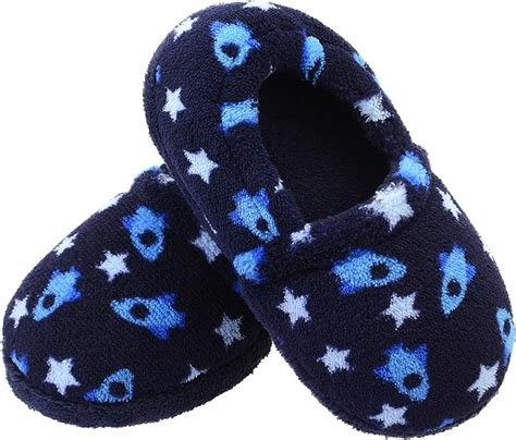 Vonair Slippers for Little Boys Space Ships Sole Memory Foam Warm House ...